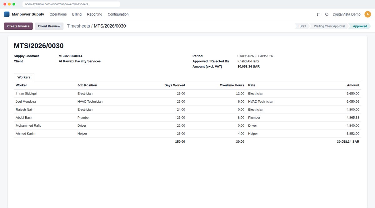 Billing from Timesheets screen in Odoo